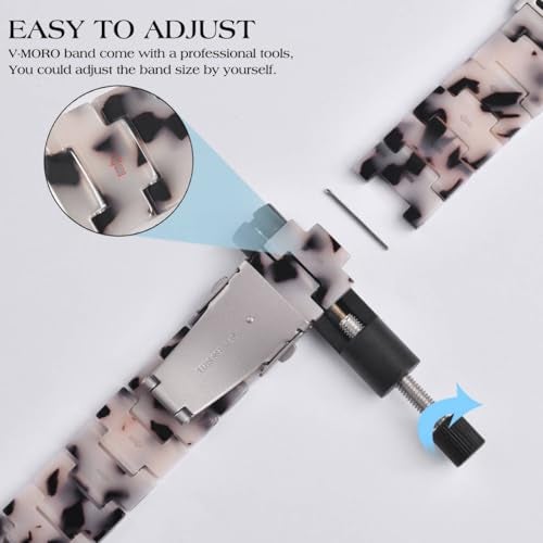 V-MORO Resin Bands Compatible with Apple Watch Series 11/10 Band 40/41mm Lightweight Fashion Strap Bracelet with Starlight Buckle for iwatch Series SE/9/8/7/6/5/4/3/2/1(Tortoise Stone,38/40/41/42mm) - Image 5