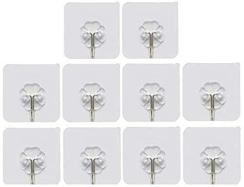 Perfect Pricee Hooks-Transparent Self Adhesive Hooks Hanger(Pack of 10) - Image 1
