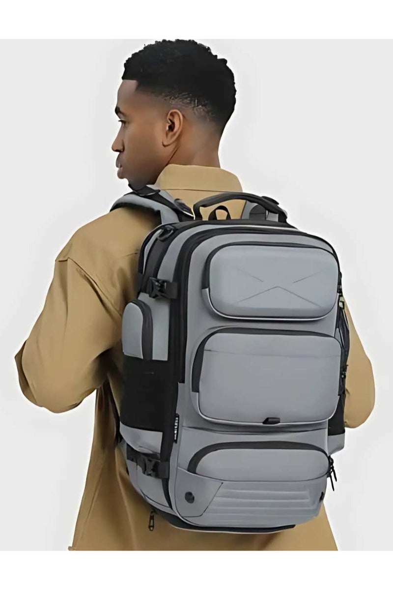 أوزوكو حقيبة ظهر للسفر من أوزوكو 9847، مقاومة للماء، مع منفذ شحن USB، تناسب لابتوب 15.6 بوصة - رمادي - Image 5