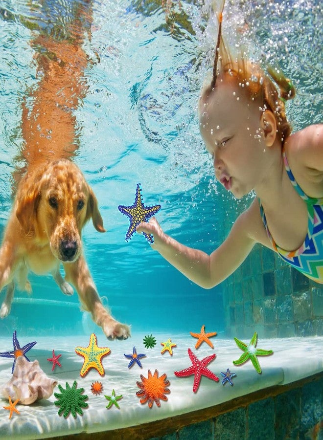 YUJUN 16 Pieces Big Diving Pool Toys, Beach Colorful Starfish Summer Swimming Underwater Pool Toys Soft Rubber Dive Throw for Kids Birthday Swimming Pool Party Favors Fish Tank Stuffer (2 Sizes) - Image 4