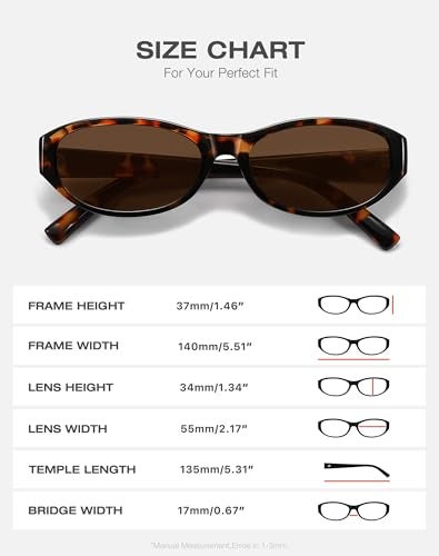 Fozono Retro Narrow Oval Sunglasses for Women Trendy Small Vintage Sun Glasses UV Protection FZN824 Tortoise/Brown - Image 5