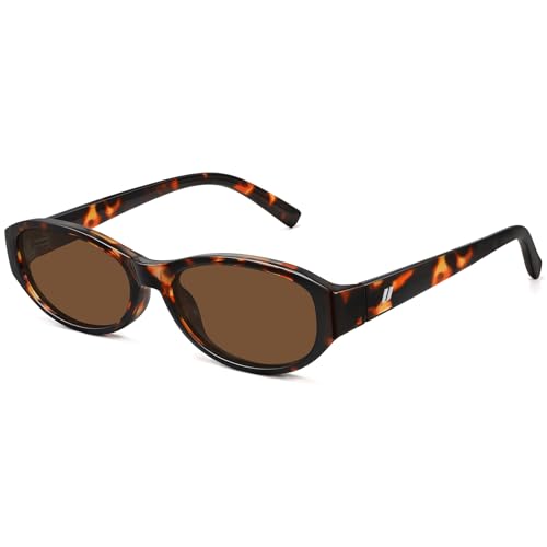 Fozono Retro Narrow Oval Sunglasses for Women Trendy Small Vintage Sun Glasses UV Protection FZN824 Tortoise/Brown - Image 1
