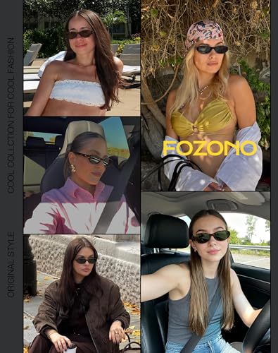 Fozono Retro Narrow Oval Sunglasses for Women Trendy Small Vintage Sun Glasses UV Protection FZN824 Tortoise/Brown - Image 2