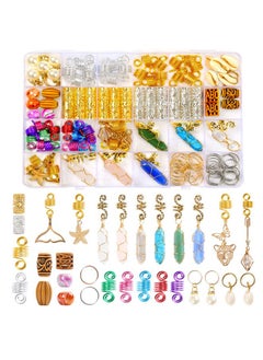 Leeven 129 Pcs Crystal Wire Wrapped Wrapped Adornment Dreadlock Charms Clip Imitation Wood Beads Braid Accessories Hair Jewelry For Butterfly Locs  - Image 1