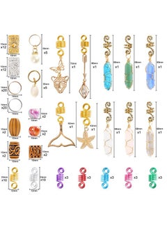 Leeven 129 Pcs Crystal Wire Wrapped Wrapped Adornment Dreadlock Charms Clip Imitation Wood Beads Braid Accessories Hair Jewelry For Butterfly Locs  - Image 2