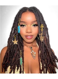 Leeven 129 Pcs Crystal Wire Wrapped Wrapped Adornment Dreadlock Charms Clip Imitation Wood Beads Braid Accessories Hair Jewelry For Butterfly Locs  - Image 4