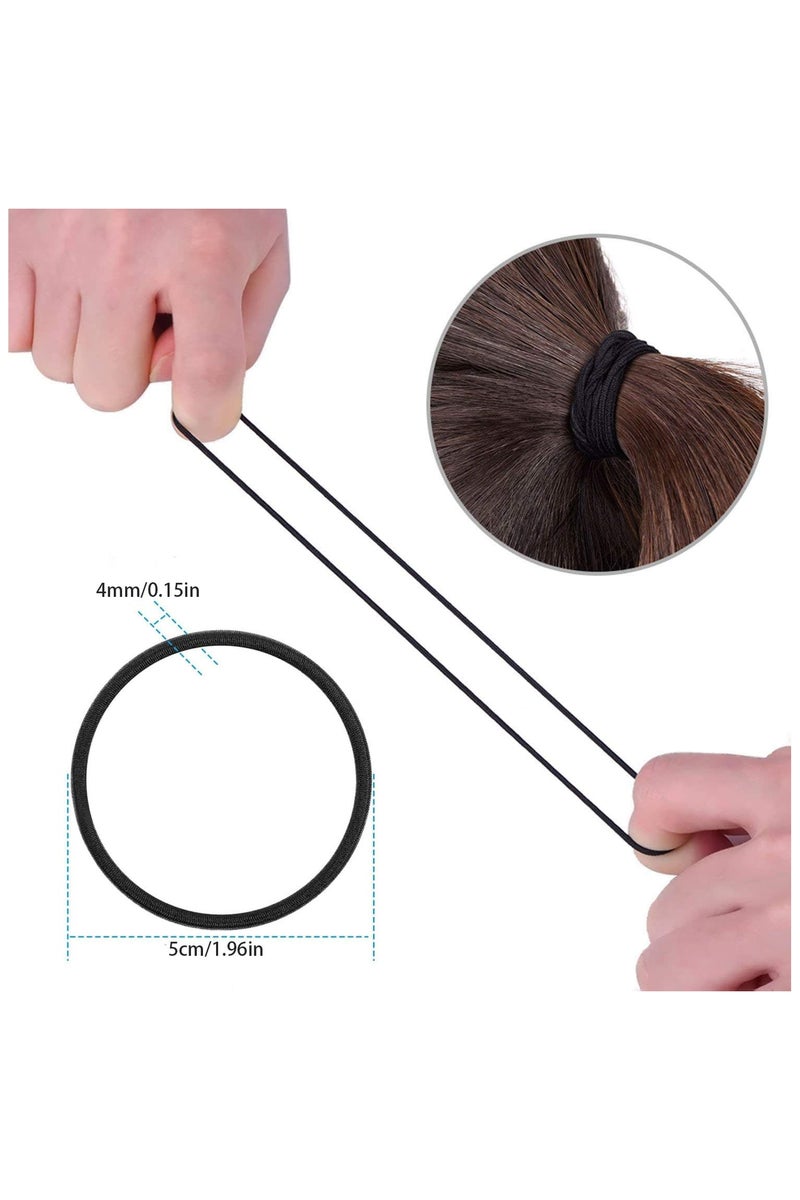Black Hair Ties, Elastic Hair Bobbles, Ponytail Holders and Elastic Hair Bands for Women, Men and Children (100 PCS 2mm) - Image 3