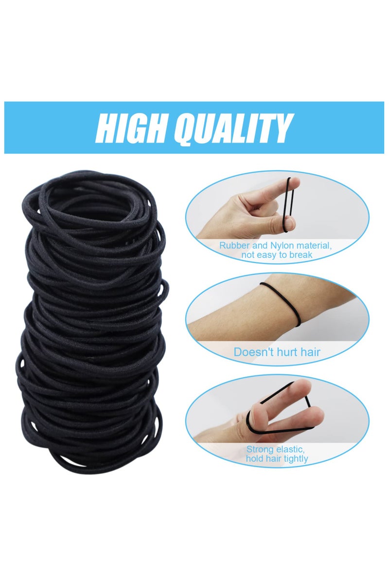 Black Hair Ties, Elastic Hair Bobbles, Ponytail Holders and Elastic Hair Bands for Women, Men and Children (100 PCS 2mm) - Image 4