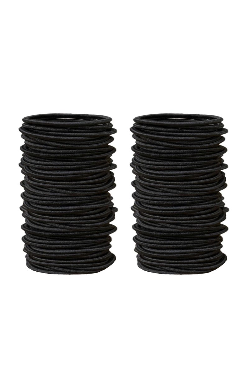 Black Hair Ties, Elastic Hair Bobbles, Ponytail Holders and Elastic Hair Bands for Women, Men and Children (100 PCS 2mm) - Image 1