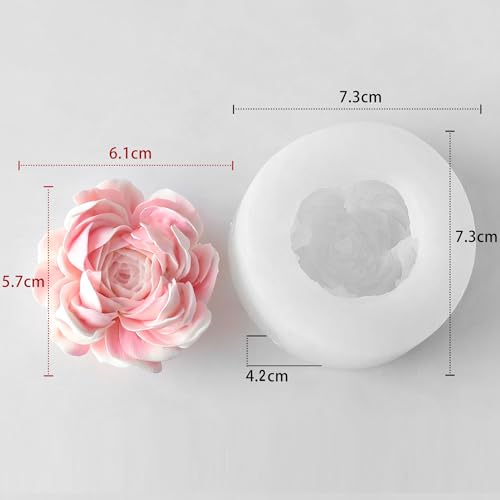 ZJSTRO Candles Molds for Candle Making, 3D Flower Silicone Molds for Fondant Chocolate Candy Cake Decorating Baking Candle Soap Pastry Polymer Clay Craft Mould (Herbaceous Peony) - Image 2