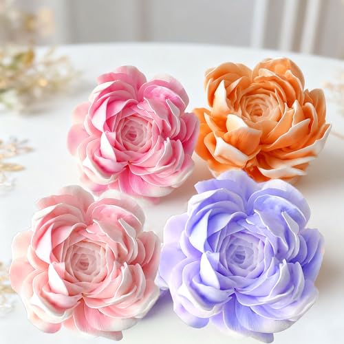 ZJSTRO Candles Molds for Candle Making, 3D Flower Silicone Molds for Fondant Chocolate Candy Cake Decorating Baking Candle Soap Pastry Polymer Clay Craft Mould (Herbaceous Peony) - Image 4