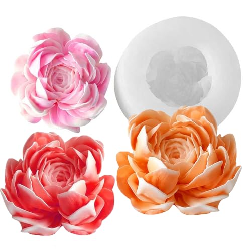 ZJSTRO Candles Molds for Candle Making, 3D Flower Silicone Molds for Fondant Chocolate Candy Cake Decorating Baking Candle Soap Pastry Polymer Clay Craft Mould (Herbaceous Peony) - Image 3