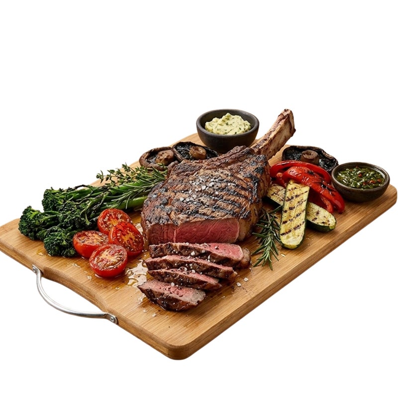 Bamboo Cutting Board, Wooden Kitchen Chopping Boards with Handle for Chopping Meat, Vegetables, Fruits, Cheese, Meal Prep and Serving, 36x26x2cm wooden - Image 2