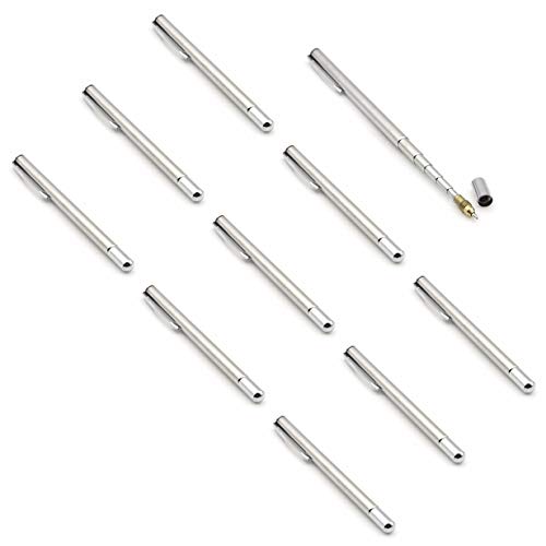 SWTOOL 10PCS Stainless Steel Pen Size with Clip - Hand Pointer Extendable Telescopic Retractable Ballpoint Pen Pointer Handheld Presenter Classroom Whiteboard Pointer - Image 1
