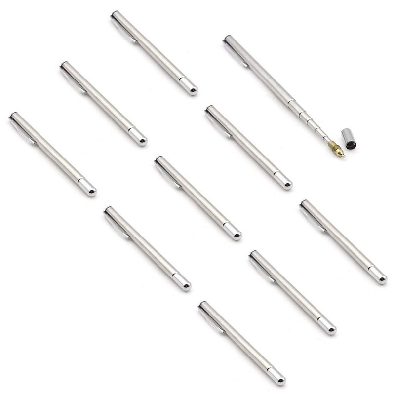 SWTOOL 10PCS Stainless Steel Pen Size with Clip - Hand Pointer Extendable Telescopic Retractable Ballpoint Pen Pointer Handheld Presenter Classroom Whiteboard Pointer - Image 5