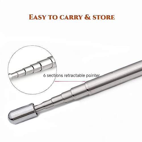 SWTOOL 10PCS Stainless Steel Pen Size with Clip - Hand Pointer Extendable Telescopic Retractable Ballpoint Pen Pointer Handheld Presenter Classroom Whiteboard Pointer - Image 3
