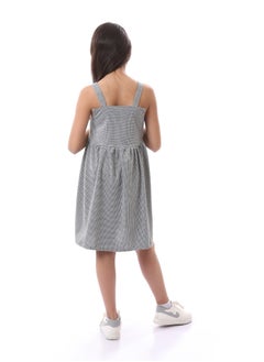 Andora Girls Slip On Patterned Summer Dress - Grey & Black  - Image 4