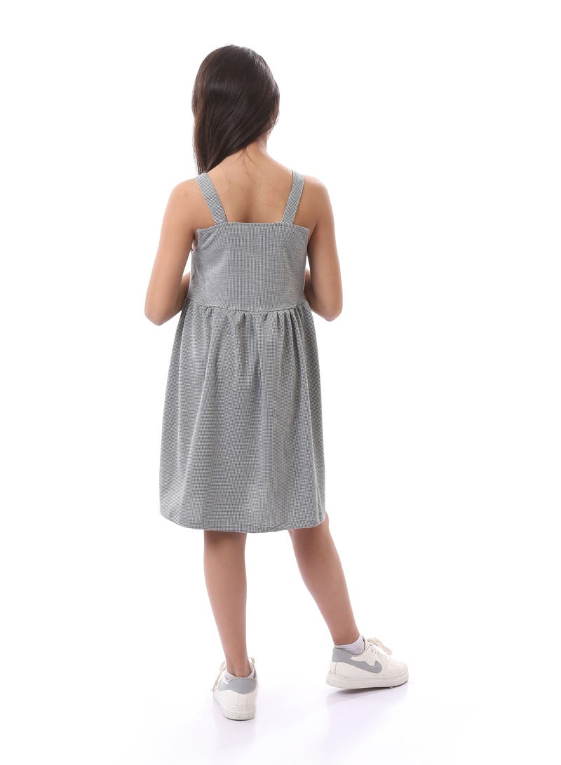 Andora Girls Slip On Patterned Summer Dress - Grey & Black - Image 4