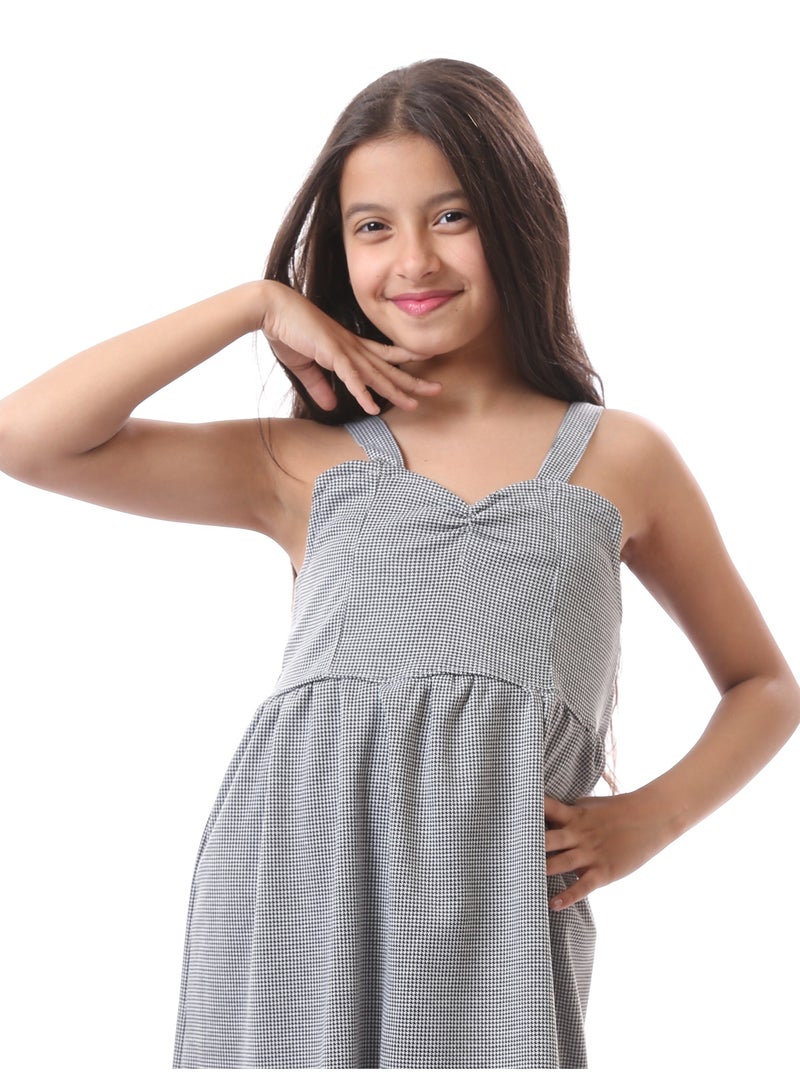 Andora Girls Slip On Patterned Summer Dress - Grey & Black - Image 5