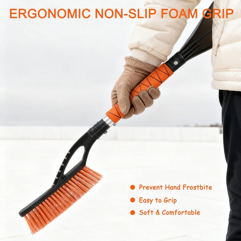 Wewymewo 27" Detachable Aluminum Snow Brush & Ice Scraper for Car Windshield - Ergonomic Foam Grip, Suitable for Cars, Trucks, SUV Windshields & Windows, Winter Car Essential Tool - Image 4