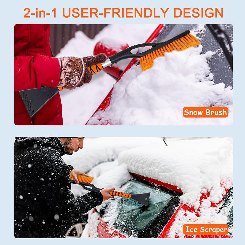 Wewymewo 27" Detachable Aluminum Snow Brush & Ice Scraper for Car Windshield - Ergonomic Foam Grip, Suitable for Cars, Trucks, SUV Windshields & Windows, Winter Car Essential Tool - Image 3