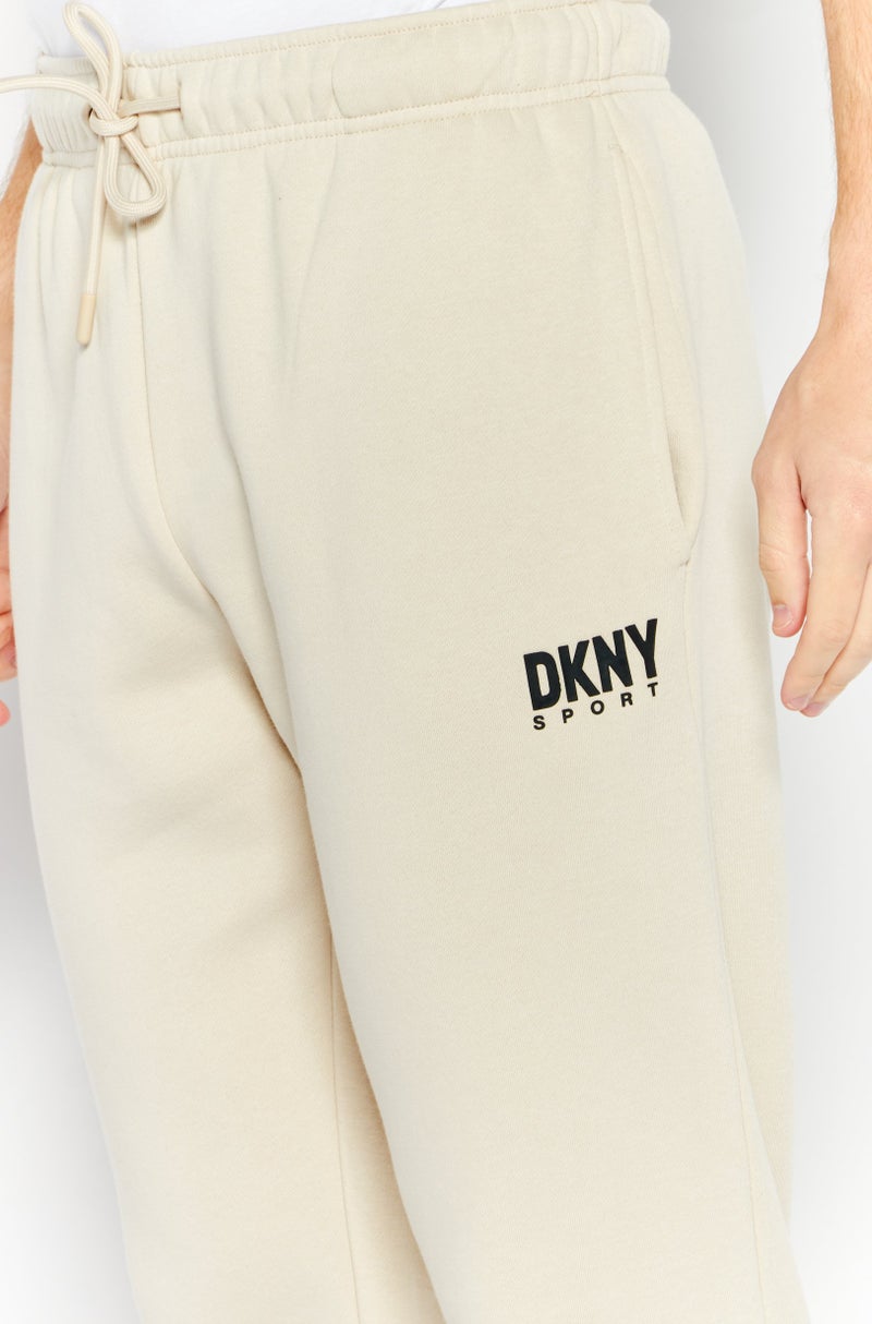 DKNY Sport Men Sportswear Fit Brand Logo Walking Jogger Pants, Oatmeal - Image 3
