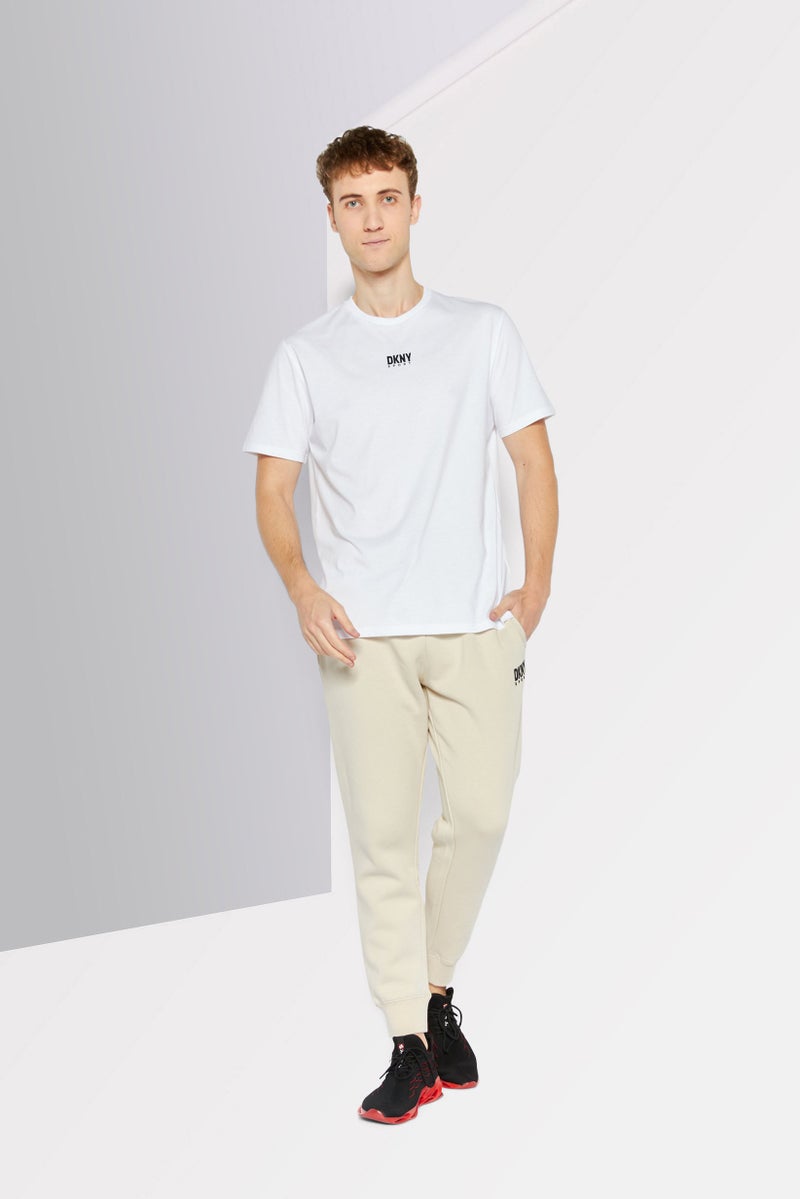 DKNY Sport Men Sportswear Fit Brand Logo Walking Jogger Pants, Oatmeal - Image 2