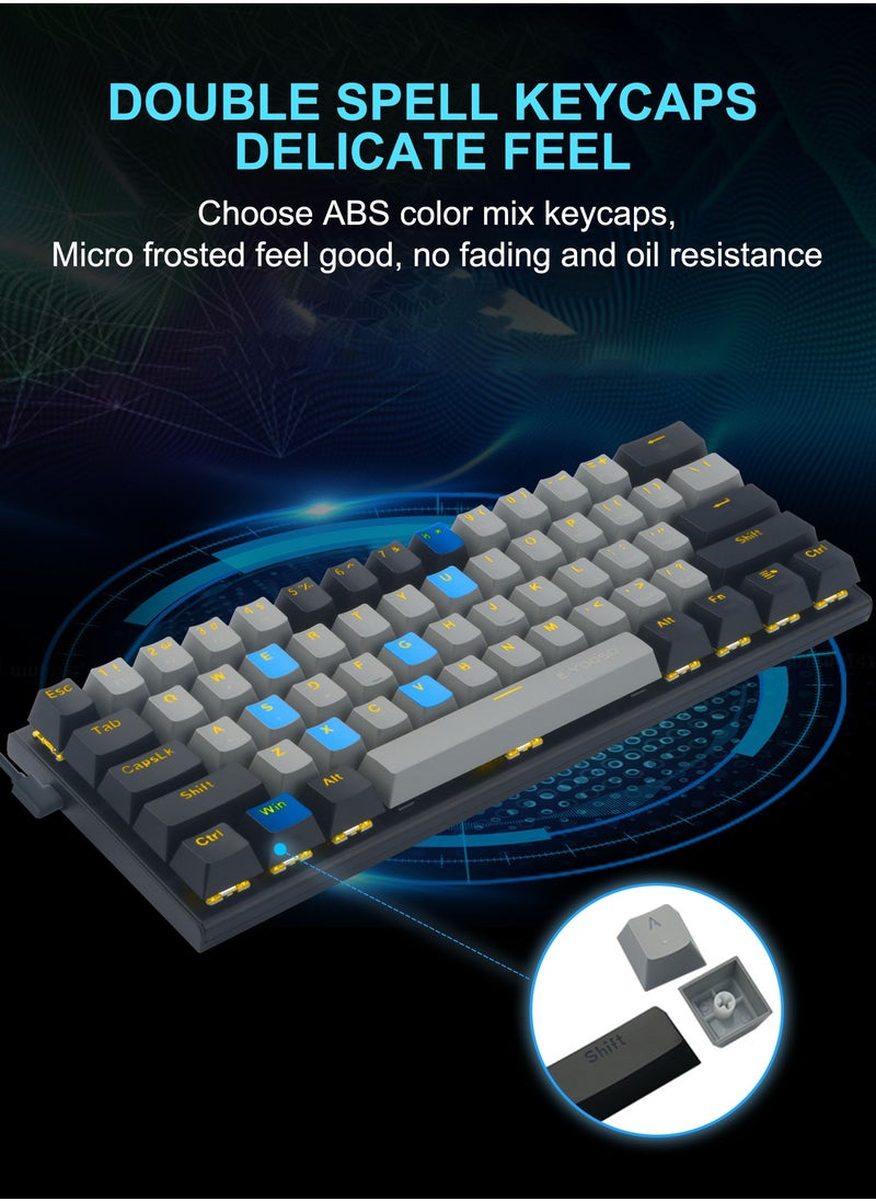 E-YOOSO - 60% Wired Mechanical Gaming Keyboard with Red Switches, Yellow LED Backlit, Ultra-Compact Computer Keyboard for PS4/5, Windows, Mac OS (Grey Black) - Image 1