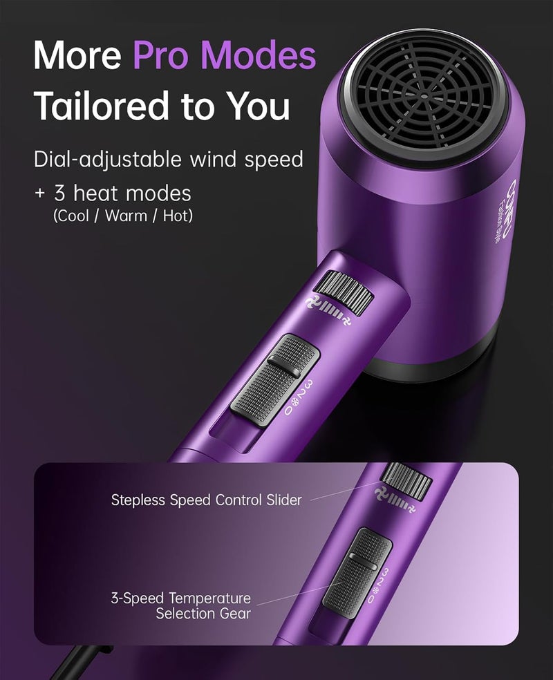 CONFU Hair Dryer with Diffuser, Ionic Blow Dryer 1600W, Portable Lightweight Fast Drying Negative Ion Hairdryer, 3 Heat Settings with Diffuser and Concentrator Nozzle for Home & Travel - Image 5