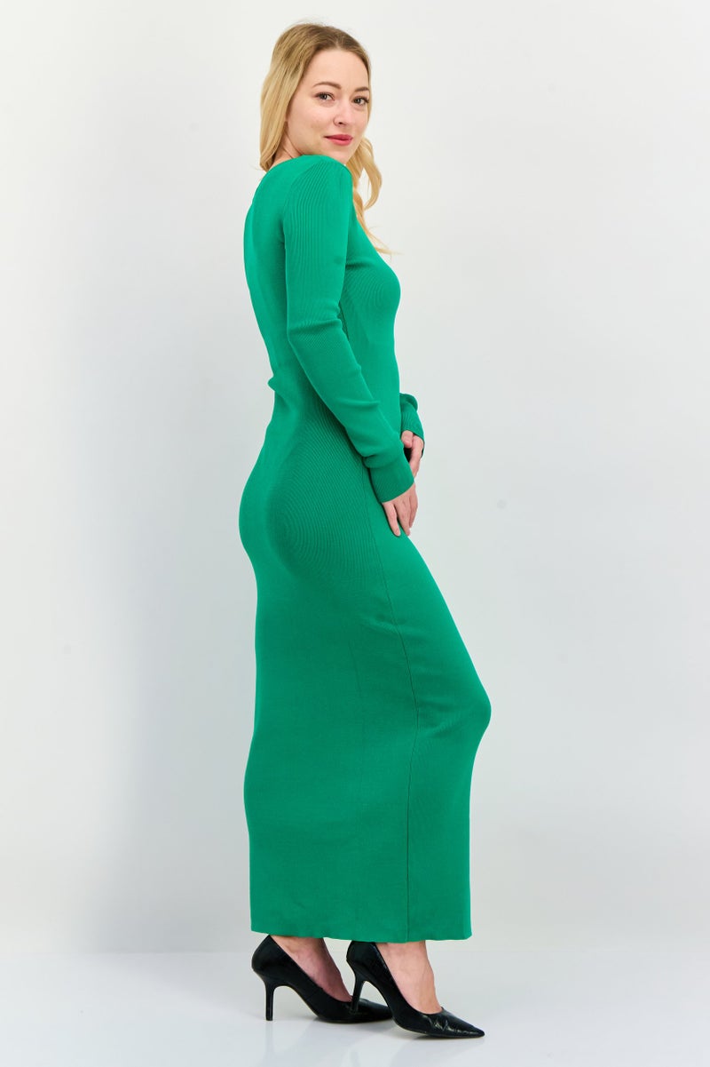 NIA Women Cut Out Maxi Dress, Green - Image 3