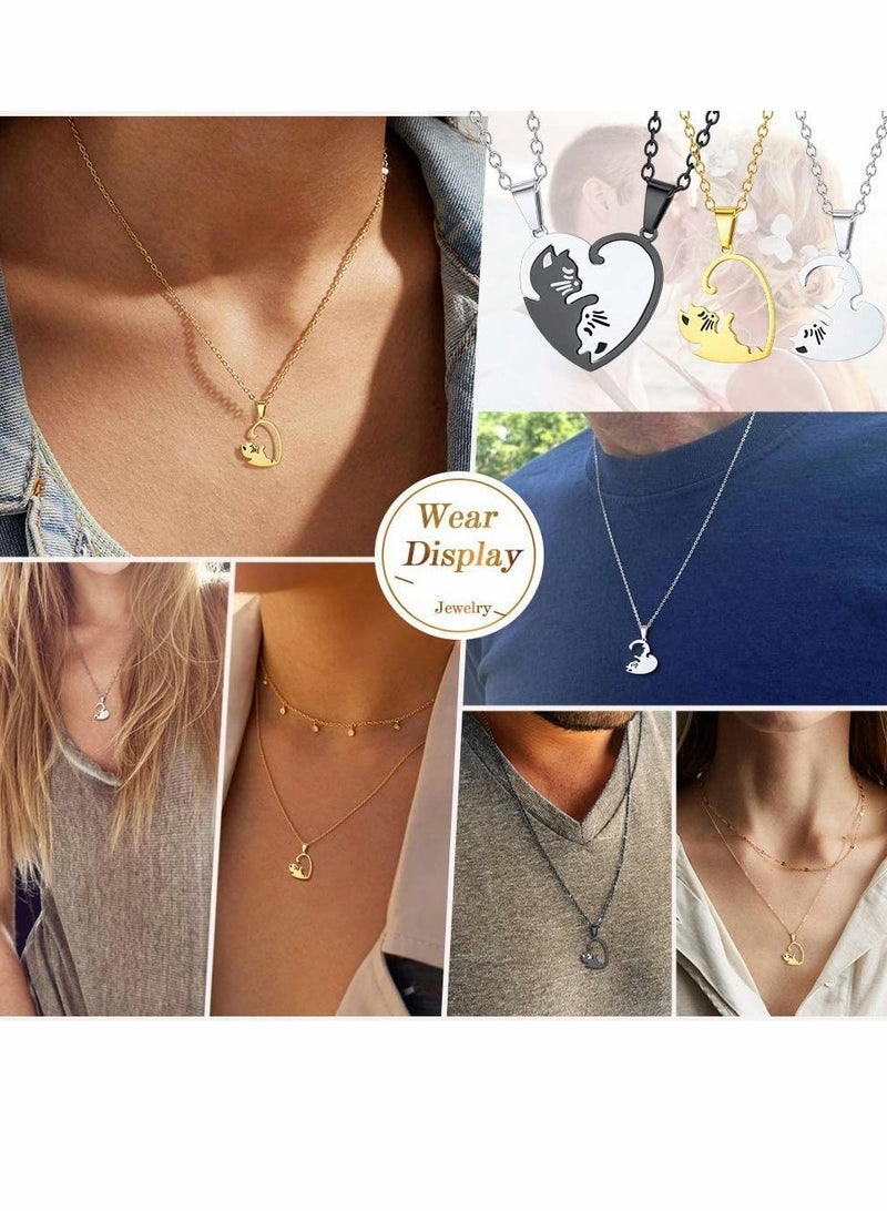 Excefore Puzzle Matching Necklace, Couple Stitching Titanium Steel, Stainless Steel - Image 2