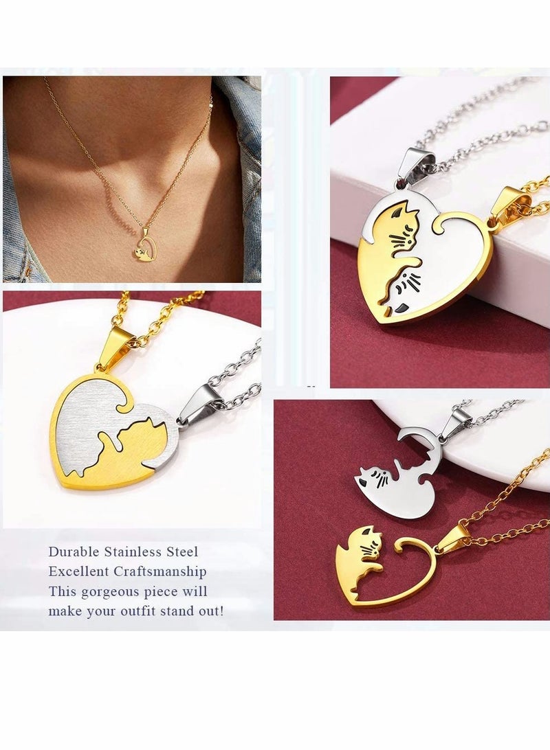 Excefore Puzzle Matching Necklace, Couple Stitching Titanium Steel, Stainless Steel - Image 3