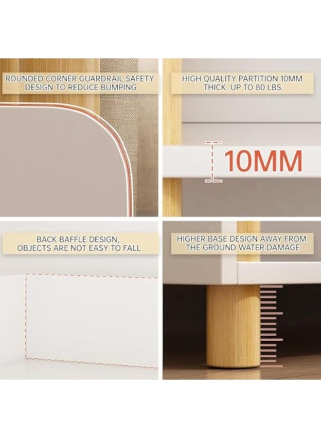 Arabest 4-Tier Open Bookshelf -Freestanding Bookcase,Book Shelf Book Rack,Wood Storage Shelves Display Stand with Top Edge and Solid Wood Frame for Living Room,Home Office,Storage Cabinet - Image 4