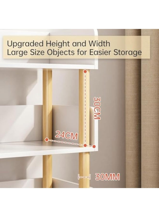 Arabest 4-Tier Open Bookshelf -Freestanding Bookcase,Book Shelf Book Rack,Wood Storage Shelves Display Stand with Top Edge and Solid Wood Frame for Living Room,Home Office,Storage Cabinet - Image 2