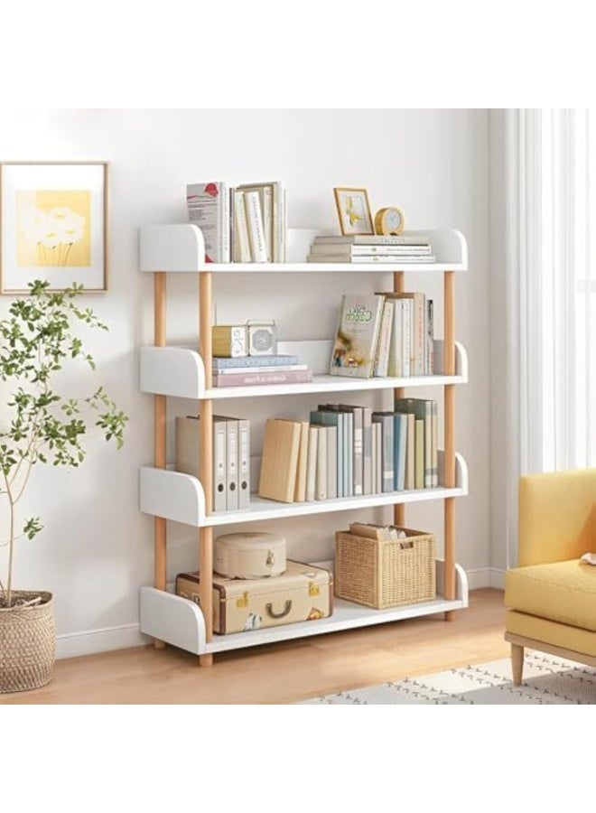 Arabest 4-Tier Open Bookshelf -Freestanding Bookcase,Book Shelf Book Rack,Wood Storage Shelves Display Stand with Top Edge and Solid Wood Frame for Living Room,Home Office,Storage Cabinet - Image 1