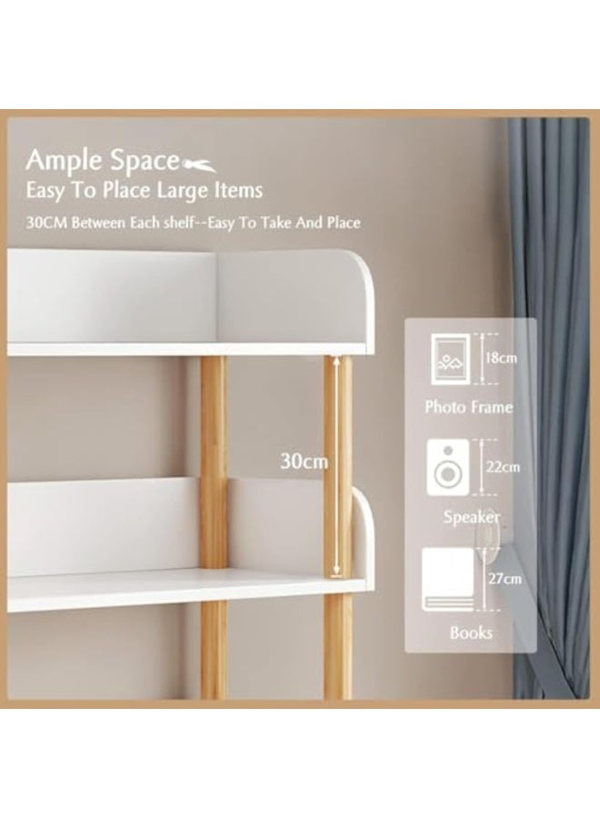 Arabest 4-Tier Open Bookshelf -Freestanding Bookcase,Book Shelf Book Rack,Wood Storage Shelves Display Stand with Top Edge and Solid Wood Frame for Living Room,Home Office,Storage Cabinet - Image 3