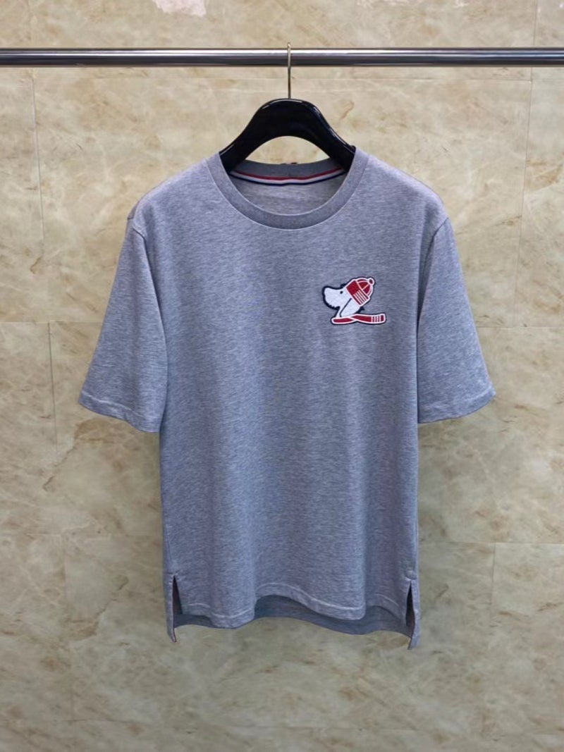 Tb Tom Christmas Dog Head Embroidered Round Neck Short Sleeve Casual T-Shirt For Men And Women - Image 4