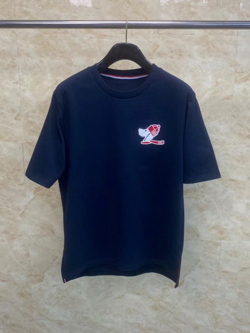 Tb Tom Christmas Dog Head Embroidered Round Neck Short Sleeve Casual T-Shirt For Men And Women - Image 5