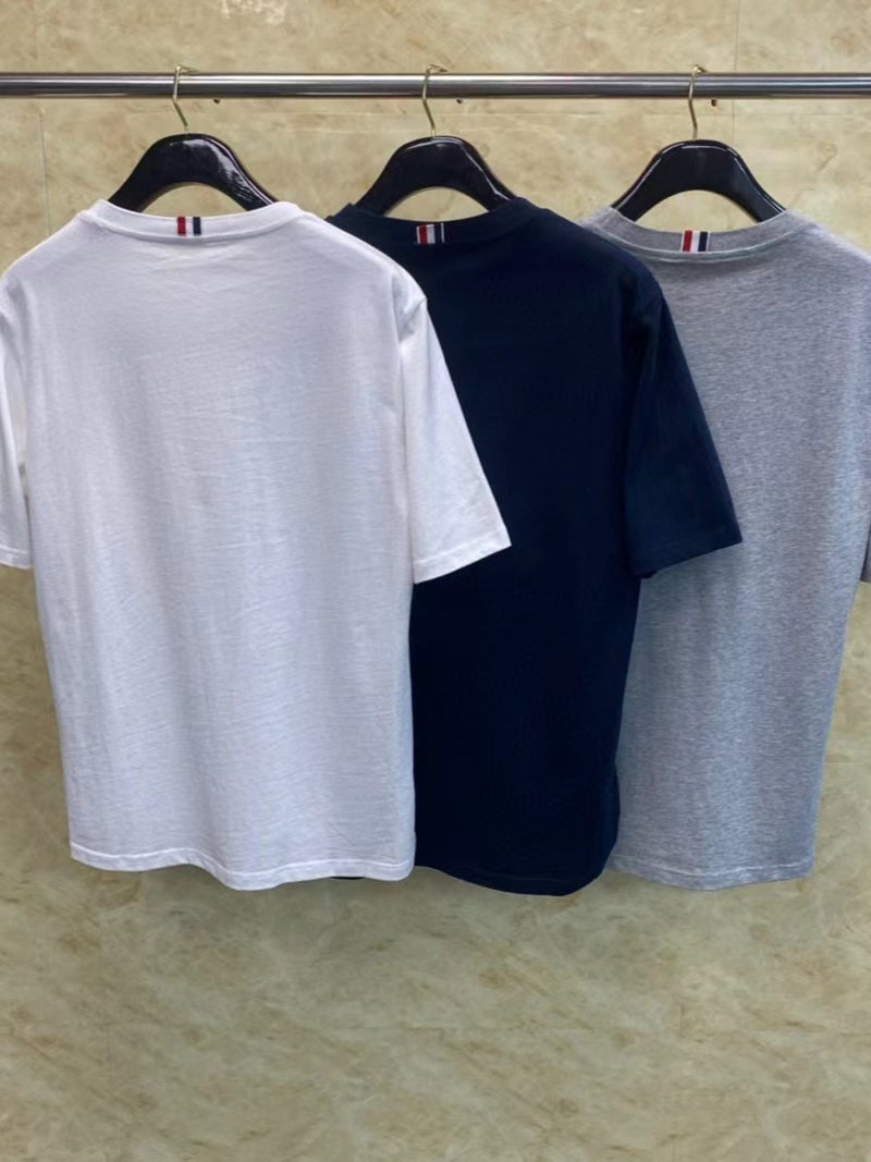 Tb Tom Christmas Dog Head Embroidered Round Neck Short Sleeve Casual T-Shirt For Men And Women - Image 3