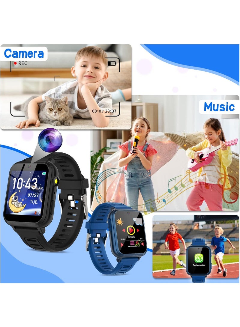 EVEREEN Kids Smart Watch, Smart Game Watch with 24 Games, HD Touch Screen, Video, Camera, Music Player, Pedometer, Flashlight, Alarm Clock,  Kids Watches for 3-12 Year Olds Boy/Girl (Dark Blue) - Image 4