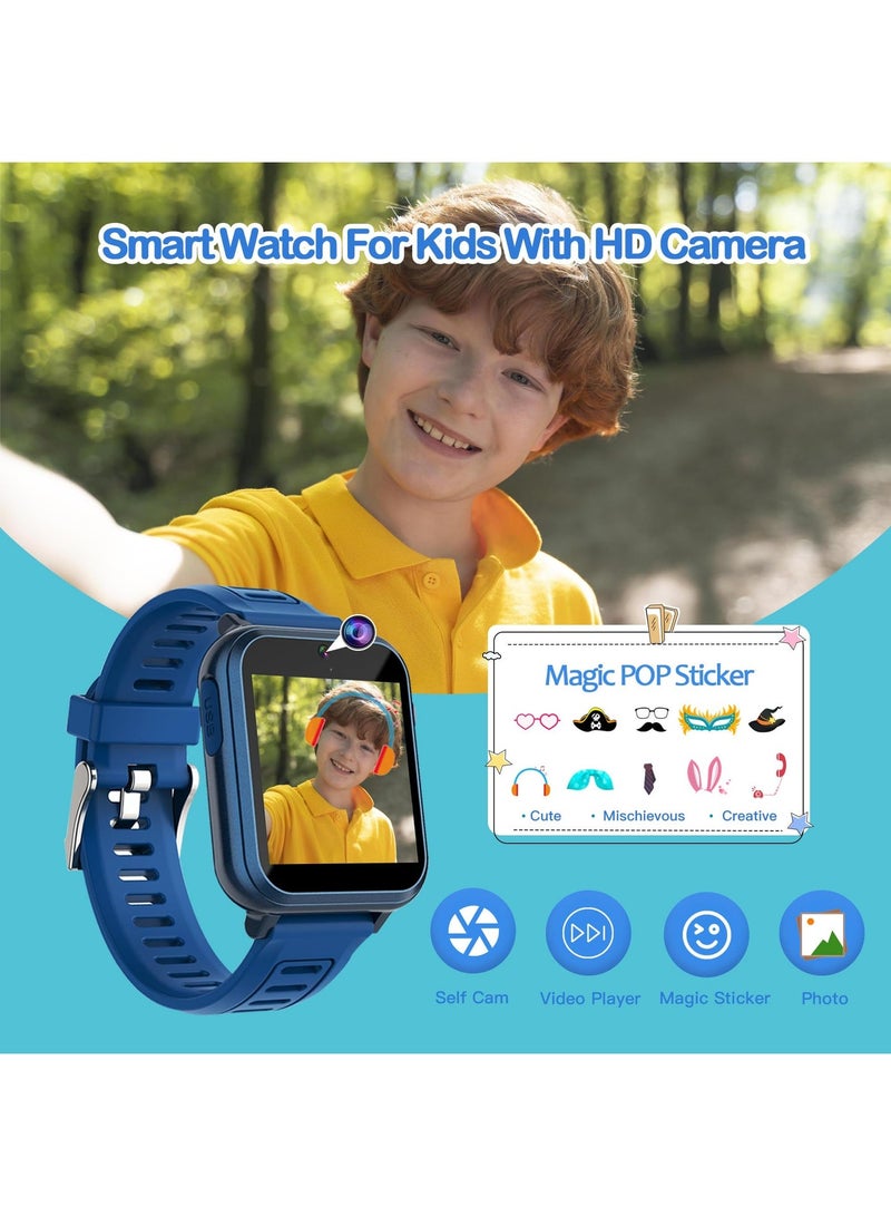 EVEREEN Kids Smart Watch, Smart Game Watch with 24 Games, HD Touch Screen, Video, Camera, Music Player, Pedometer, Flashlight, Alarm Clock,  Kids Watches for 3-12 Year Olds Boy/Girl (Dark Blue) - Image 5