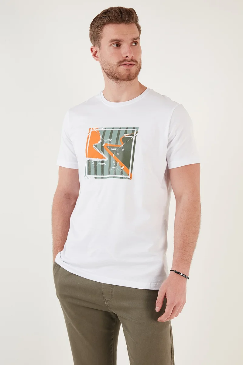 Buratti Printed Crew Neck Cotton Slim Fit T Shirt Men's T Shirt 646R4040