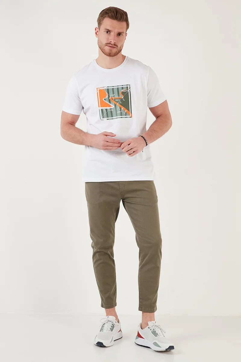 Buratti Printed Crew Neck Cotton Slim Fit T Shirt Men's T Shirt 646R4040