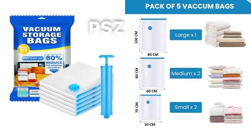 PH BROTHER Vacuum Bags Clothes Storage Bag Vacuum Bags for Clothes Packing Bags for Clothes Vacuum Storage Bags Cloth BagsVacuum Bags for Clothes withZiplock Bag With Hand PumpVacuum Sealer - Image 2