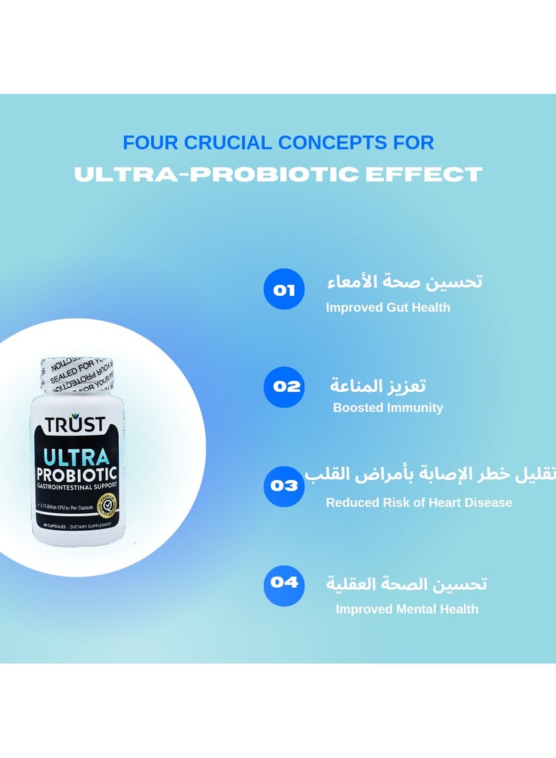 Trust Ultra pro-biotic for boosting the immune system and Digestive Health support 60 caps - Image 2