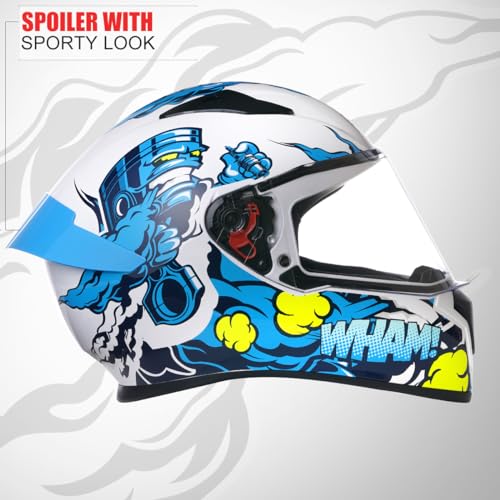 Studds Thunder D10 ISI and DOT Certified Full Face Graphic Helmet for Men and Women with Clear Visor and Painted Spoiler - Image 3