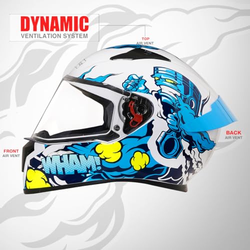 Studds Thunder D10 ISI and DOT Certified Full Face Graphic Helmet for Men and Women with Clear Visor and Painted Spoiler - Image 2
