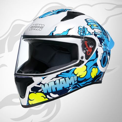 Studds Thunder D10 ISI and DOT Certified Full Face Graphic Helmet for Men and Women with Clear Visor and Painted Spoiler - Image 1