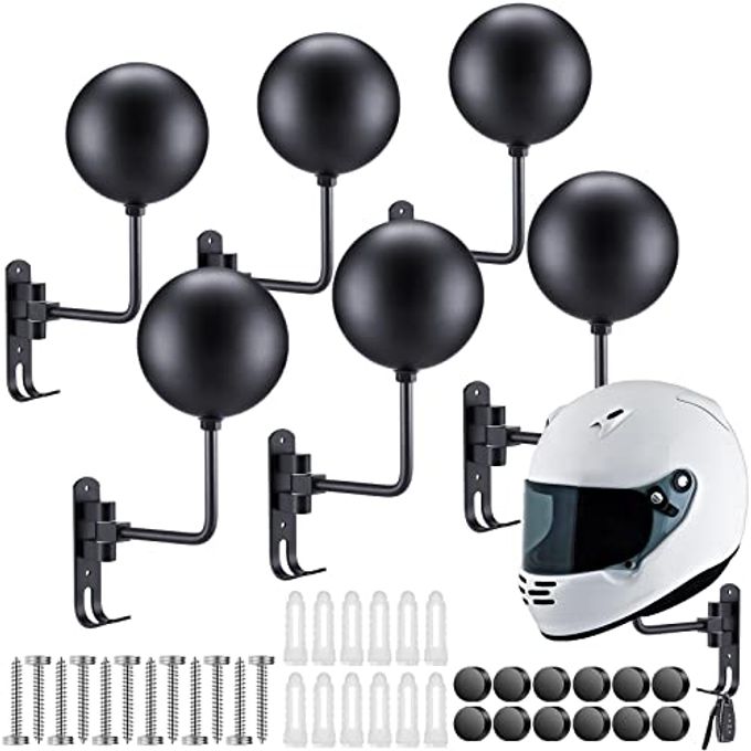 Shimeyao 6 Pack Motorcycle Helmet Rack Wall Mount Helmet Holder 180 Rotation Motorcycle Gear Hanger Display Stand with 2 Hooks for Men Women, Bike Coats, Caps, Jacket, Glove, Sportswear Accessories - Image 1