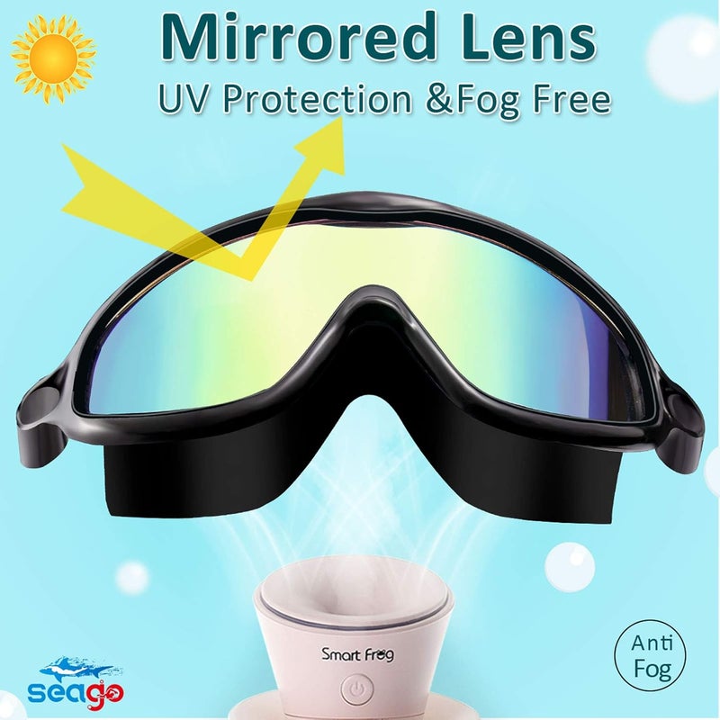 Seago Swim Goggles 2 Pack Anti-Fog Anti-UV Wide View Swimming Goggles for Kids 3-14 - Image 2